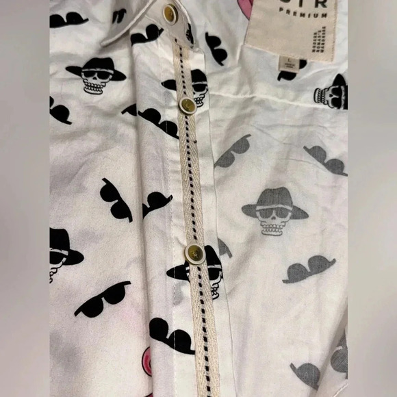 VSTR Men’s short sleeve button down Skulls Flamingos Shades graphics L - Picture 4 of 6